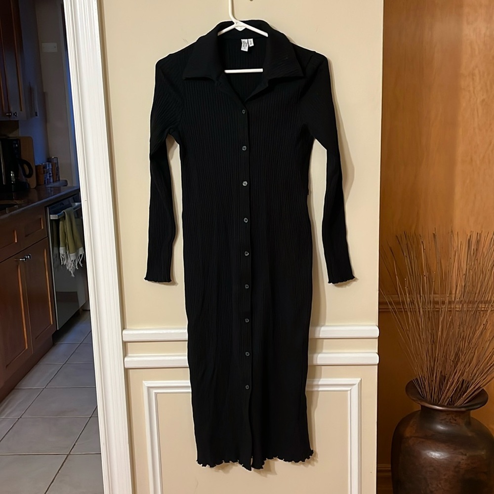 & Other Stories Cotton Black Midi Sweater Dress Size Small